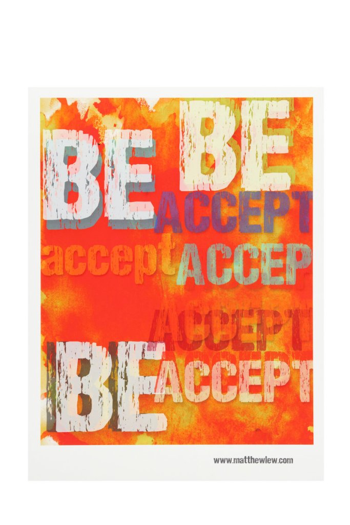 An Accept and Be poster offered by CB2.com with all proceeds going to the Trevor Project.