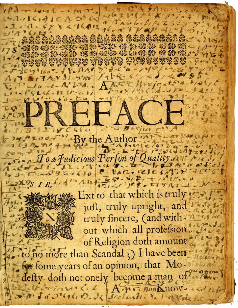 The preface page of the “Mystery Book” showing Williams’ writings in code.