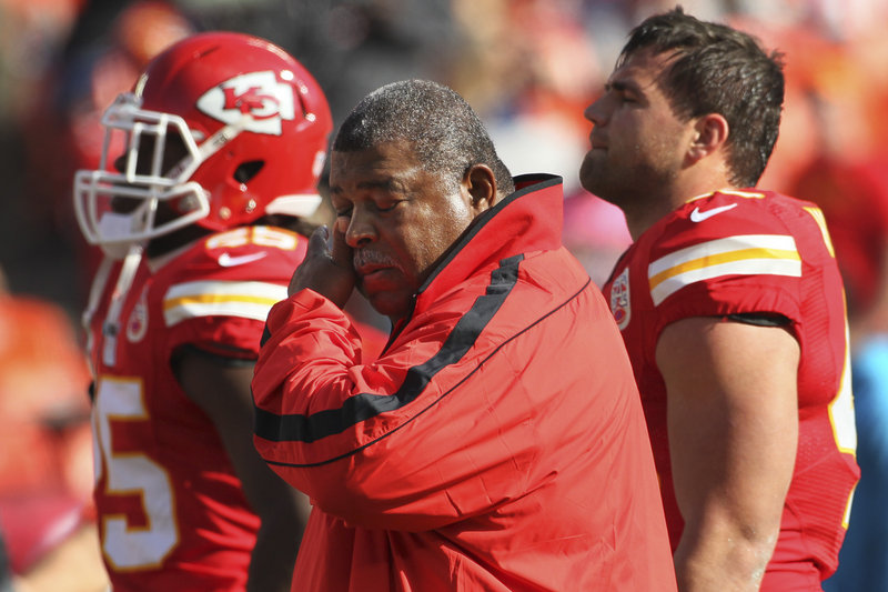 Romeo Crennel, Kansas City’s coach, was overcome with emotion but still led his Chiefs to victory.