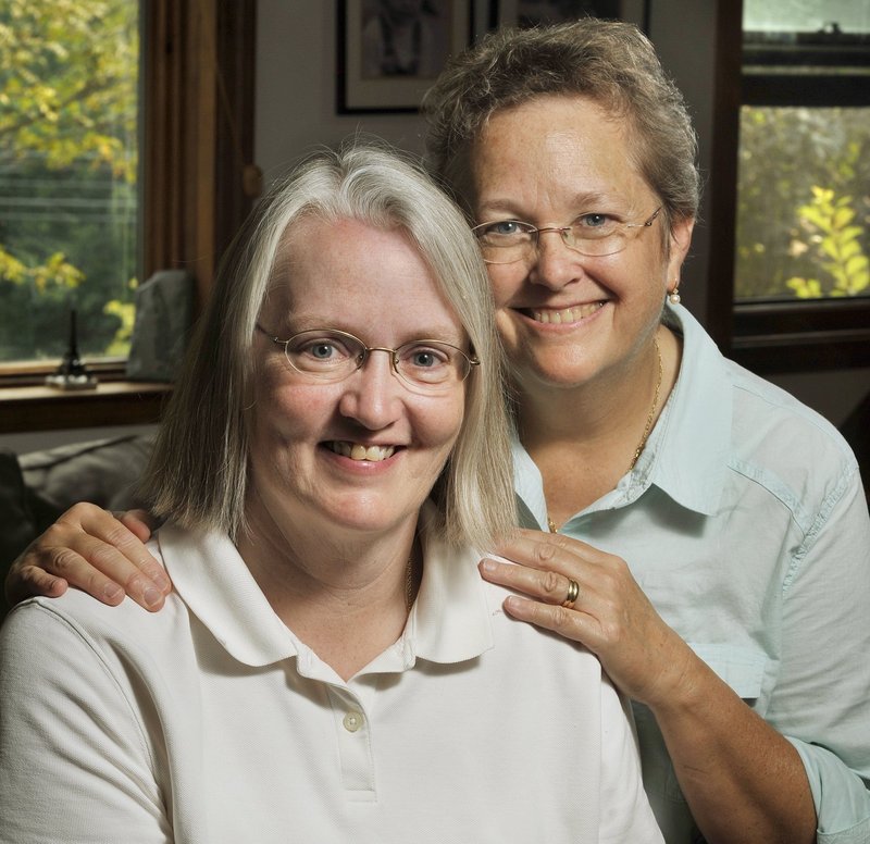 Sarah Dowling, left, and Linda Wolfe of Freeport would like to wed soon.