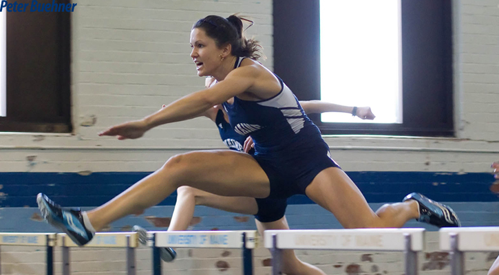 Jesse Labreck not only holds the hurdles record at UMaine, but is attempting to become a national force in the pentathlon, which includes the hurdles.