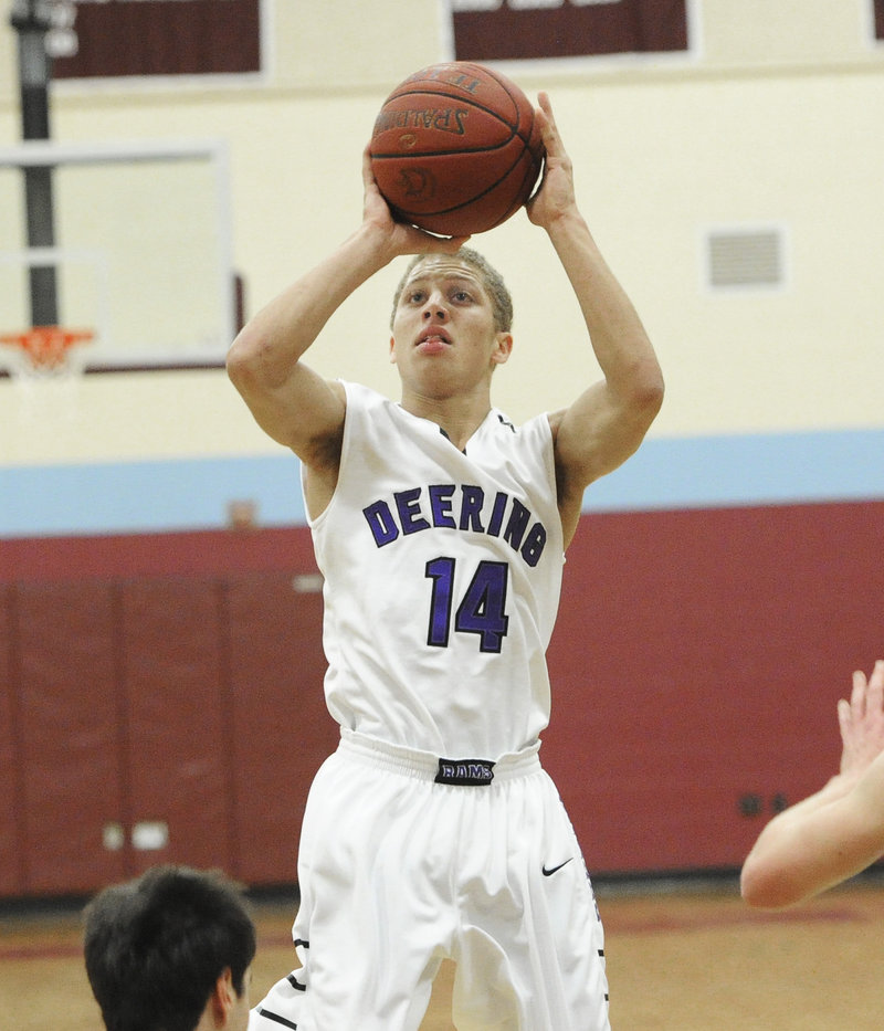 Dominic Lauture hopes his outside shooting will be one of the keys for Deering, which will be defending the Class A state title.