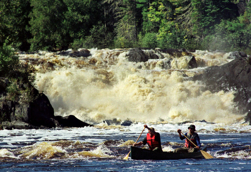 This 1999 file photo shows the Allagash Falls on the Allagash Wilderness Waterway. Registration for winter campground sites along the waterway opens Saturday morning on a first-come, first-served basis.