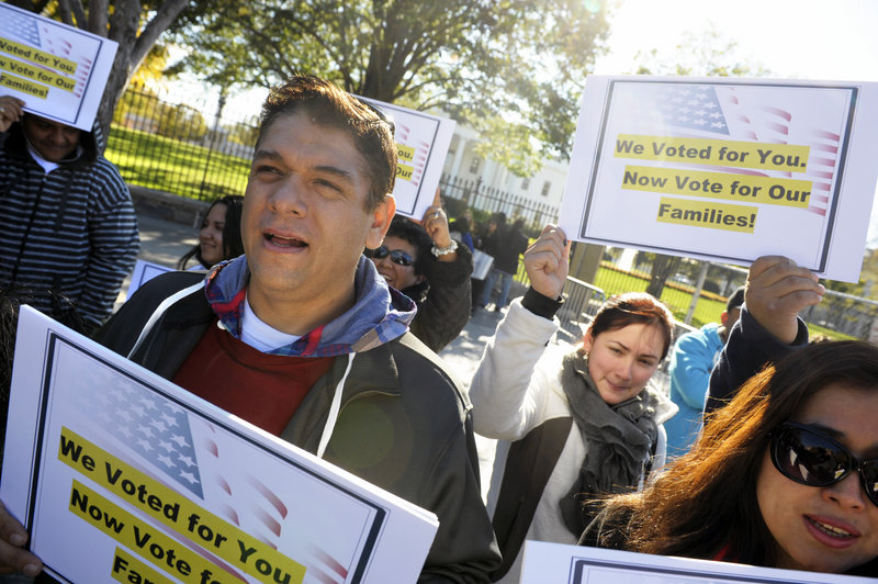 Members of immigration rights organizations, including Casa in Action and Maryland Dream Act, demonstrate in front of the White House last month, calling on President Obama to fulfill his promise of passing comprehensive immigration reform. Obama is expected to heed those calls early in his second term by pushing for sweeping changes in a wide-ranging bill.