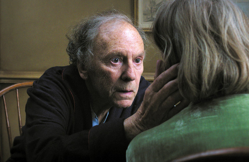 Jean-Louis Trintignant, left, is one of the stars in the Austrian film, ‘Amour,’ named Sunday as the best film of 2012 by the Los Angeles Film Critics Association in a prelude to the Academy Awards.