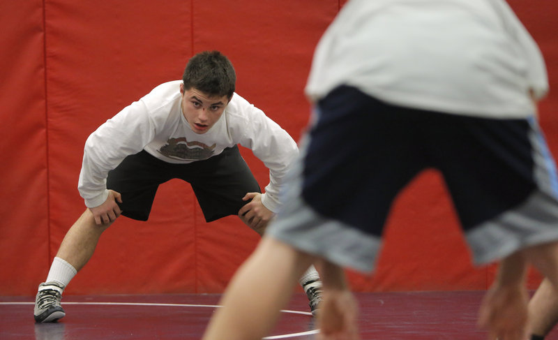Iain Whitis, a senior at Cheverus who trains with the Deering High team because Cheverus doesn’t have its own team, won a Class A state championship last winter in the 120-pound division.