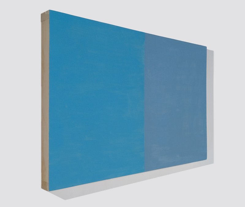 “Blue Trapezoid” by Bridget Spaeth from “Expanding Fields” at Rose Contemporary.