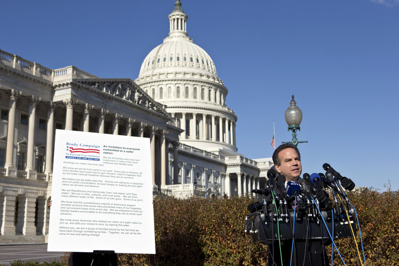 Rep. David Cicilline, D-R.I., speaks outside the Capitol in support of the Brady Campaign to Prevent Gun Violence, in Washington, Tuesday, Dec. 18, 2012. (AP Photo/J. Scott Applewhite)