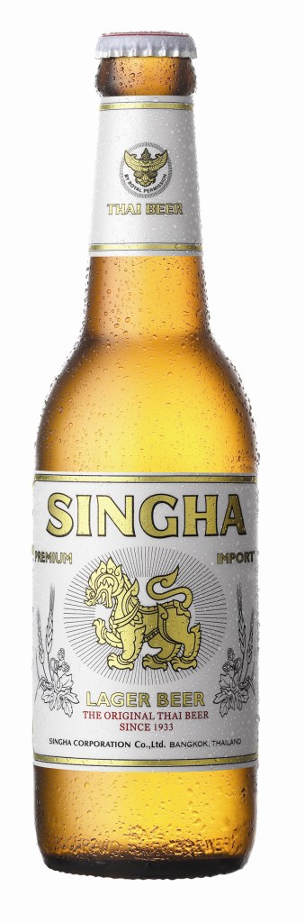 Singha, above, from Thailand is a crisp beer with little hops and sweetness, but a strong flavor of pilsner-style malt. Kingfisher beer, below, from India is quite similar to the Singha, just a little milder.