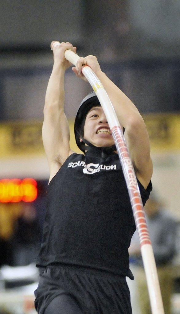 Alec James of Scarborough won the Class A pole vaulting championship last year at 12 feet, 6 inches, and is hoping to soar even higher for the Red Storm in his senior season.