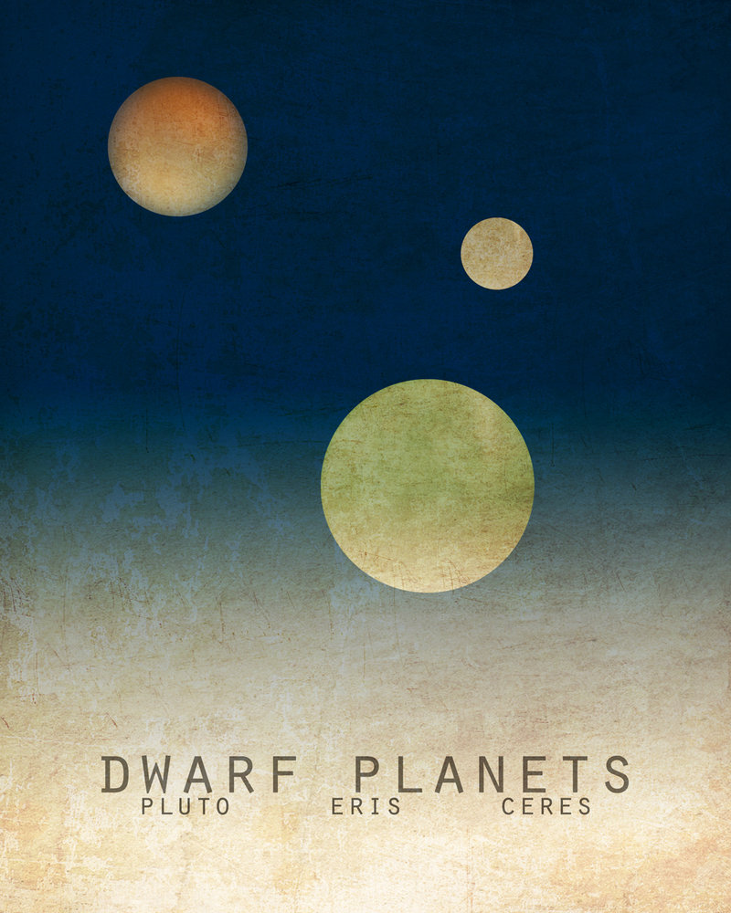 Print of the dwarf planets, Pluto, Eris and Ceres, above, and print of Saturn, below, by artist Megan Lee, are available at www.etsy.com/shop/meganlee.
