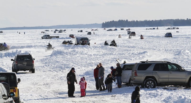 Mother Nature provides the ice and families provide the enthusiasm for the annual Sebago Lake Derby, which is scheduled to take place this winter on Feb. 16 and 17. Jordan Bay on Sebago Lake was a prime starting point for the 2010 event.