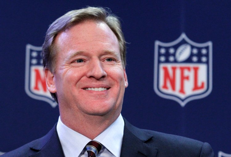 NFL commissioner Roger Goodell spoke of positive protests Monday during an appearance at University of Phoenix Stadium.

