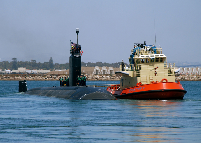 In this 2009 photo, the USS Topeka departs Naval Base Point Loma in San Diego for a scheduled deployment to the western Pacific Ocean. Topeka was showcased in the movie, "Transformers: Revenge of the Fallen."