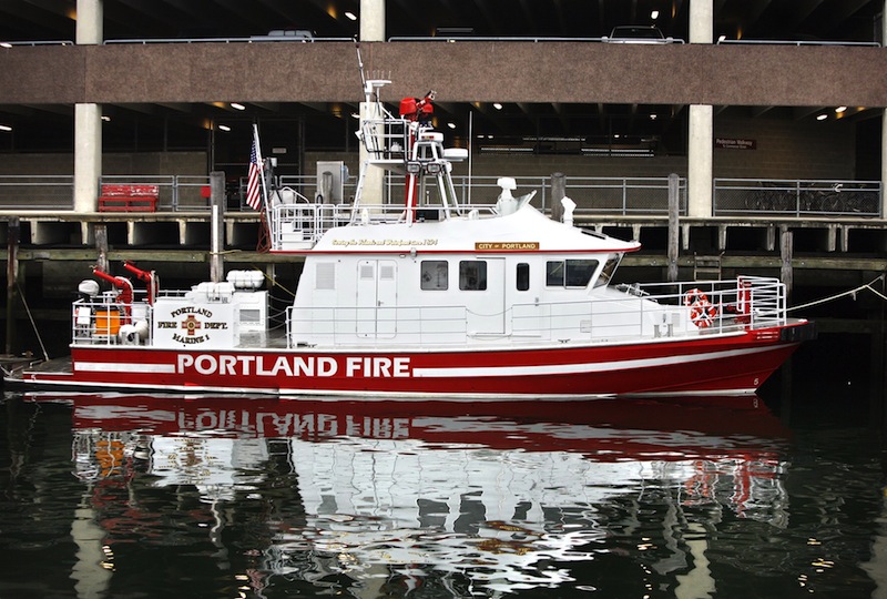 The MV City of Portland IV fire boat in Portland on October 19, 2011. The city's fireboat was traveling at 14 knots through an area of Casco Bay with known hazards when it hit an underwater object near Fort Gorges in 201x1, sustaining more than $50,000 worth of damage.