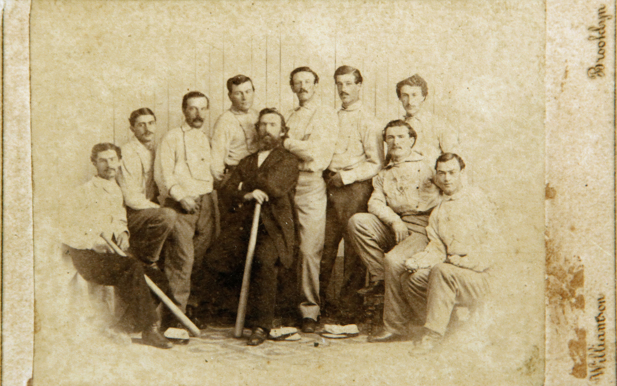 This 1865 card of the Brooklyn Atlantics was found by a picker in Baileyville and will be auctioned off at the Saco River Auction Company on February 6. There are only two of the cards known to exist and the other is in the Library of Congress.