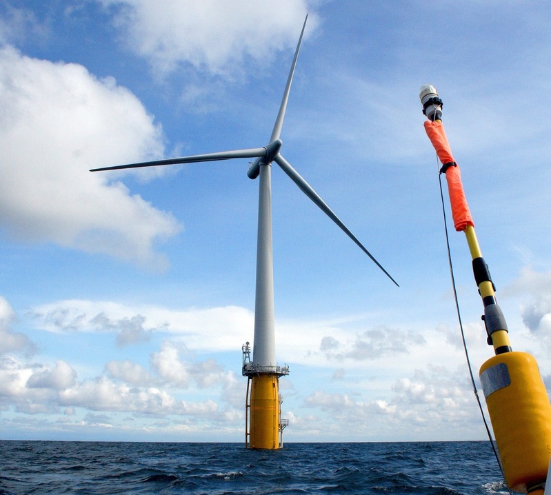Norwegian company Statoil is considering a test plan for four floating wind turbines off Boothbay Harbor. They’d look similar to this Hywind test turbine, now producing power off Norway. Hywind Havvindmølle Wind turbine Floating windmill Teknologi
