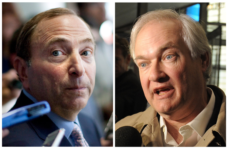 NHL Commissioner Gary Bettman, left, and Donald Fehr, executive director of the NHL Players' Association, reached a tentative agreement early Sunday in New York to end a nearly four-month-old lockout that threatened to wipe out the season.