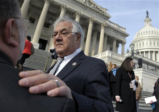 Retiring Rep. Barney Frank, D-Mass. talks on Capitol Hill last week, prior to the start of the 113th Congress. Joseph Kennedy III was sworn in to replace Frank.