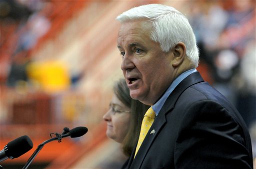 Pennsylvania Gov. Tom Corbett, shown speaking at the opening ceremony of the 2013 Pennsylvania Farm Show, announced last week that he is suing the NCAA over its sanctions against Penn State.