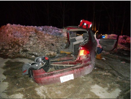 This image shows the vehicle driven by 19-year-old Chynna Blaney of Raymond which was damaged in a crash Thursday, Jan. 3, 2013.