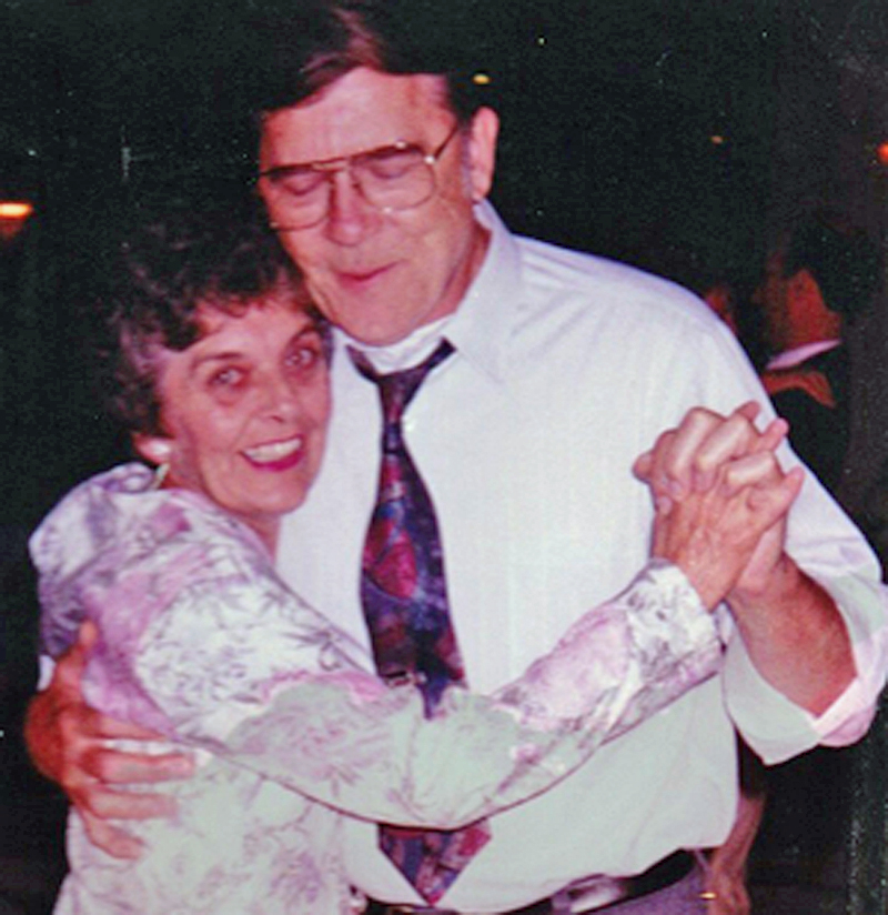 Elaine Richards dances with her husband, Lou Richards, at a wedding reception about 20 years ago. They were married more than 59 years.