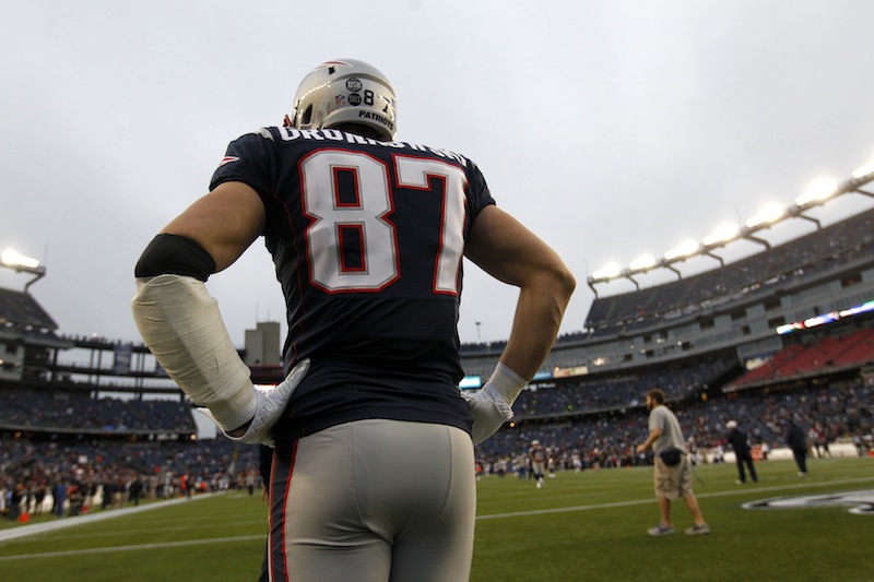 before an AFC divisional playoff NFL football game in Foxborough, Mass., Sunday, Jan. 13, 2013. (AP Photo/Elise Amendola)