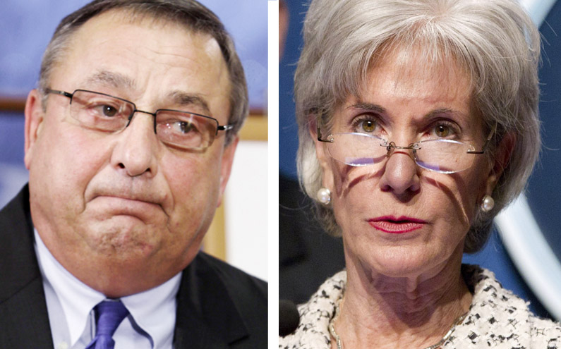 Gov. Paul LePage and U.S. Department of Health and Human Services Secretary Kathleen Sebelius.