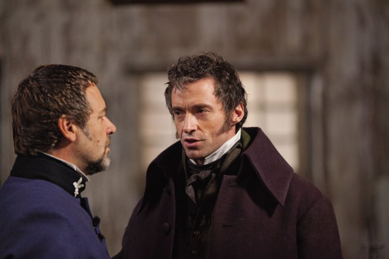 Russell Crowe and Hugh Jackman in “Les Miserables.”