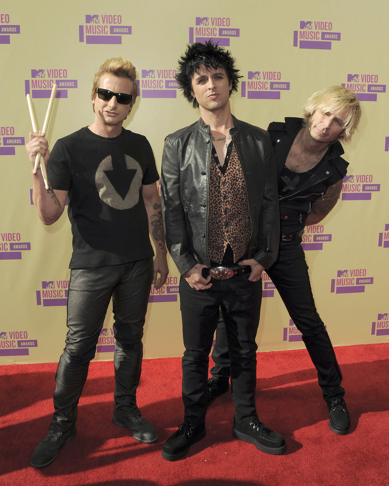 Green Day members, from left, are Tre Cool, Billie Joe Armstrong and Mike Dirnt.