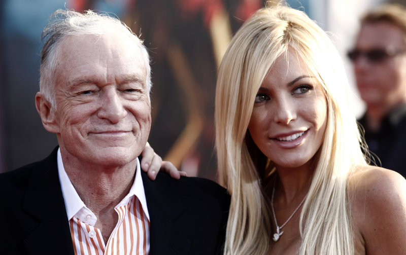 Hugh Hefner and Crystal Harris, shown in 2010, are now man and wife. She broke off their previous engagement in 2011. He’s been married twice before.