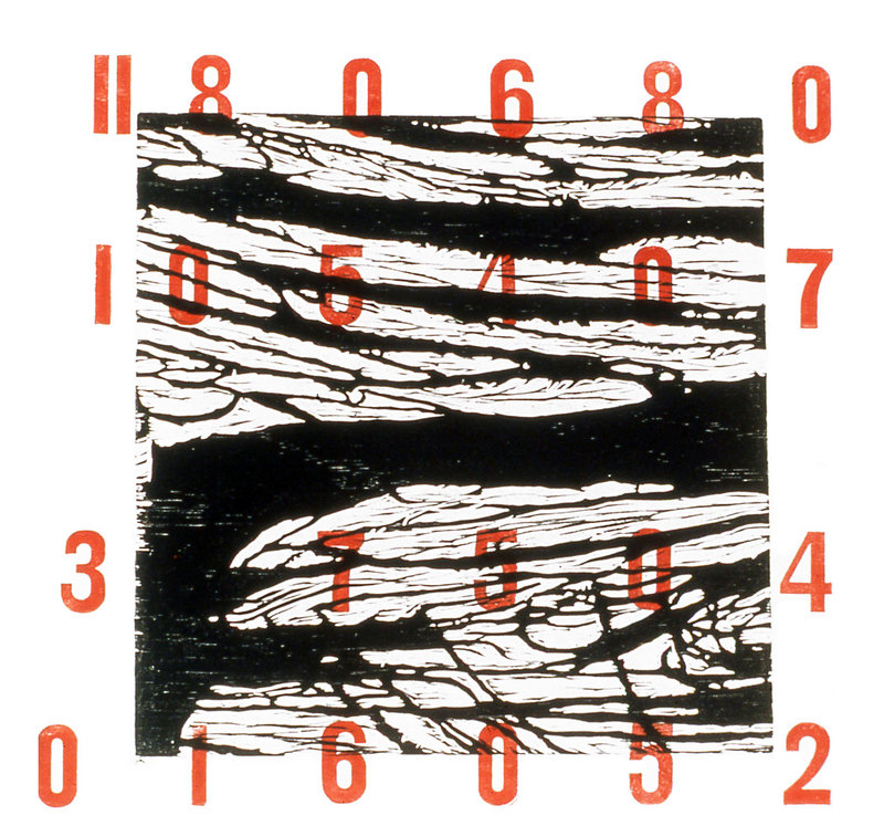 Tyranny of Numbers,” woodcut and metal type; created in 2001 by Dorothy Schwartz.