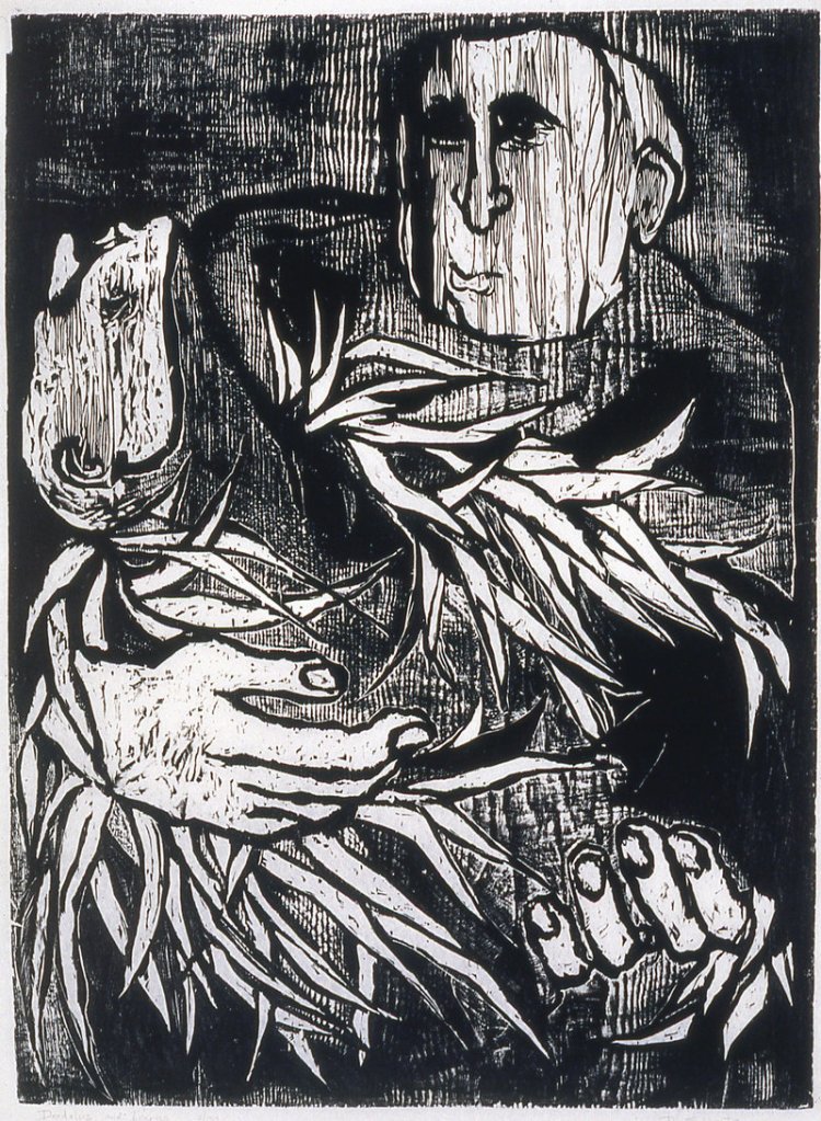 “Daedalus and Icarus,” woodcut, 1957.