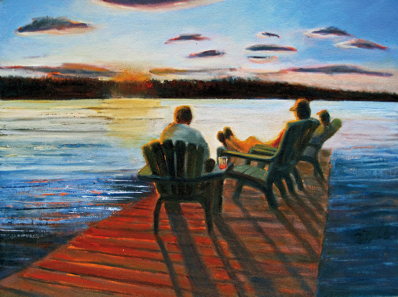 “Last Night at the Lake” by Leslie Anderson is among the 28 paintings that she hopes will inspire “Summer Stories.”