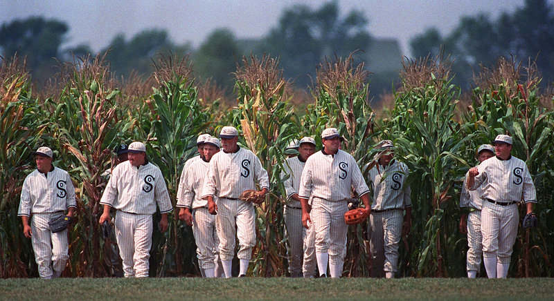 Ghost players similar to those in the film “Field of Dreams” emerge from the cornfield at the movie site in Dyersville, Iowa.