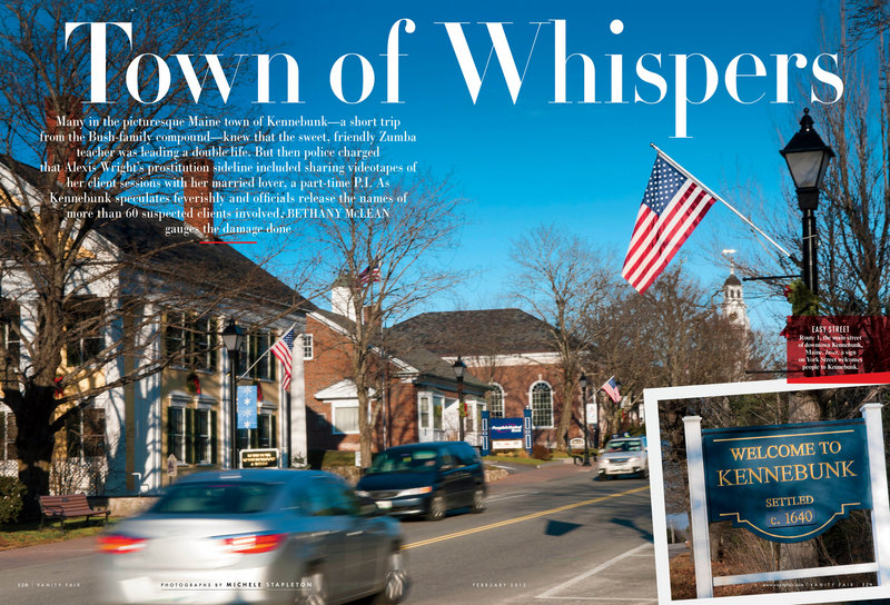 The prostitution scandal in Kennebunk is the focus of a feature story in the latest issue of Vanity Fair, going on sale nationally Tuesday. “This article puts the spotlight back on Kennebunk,” said one Portland lawyer.