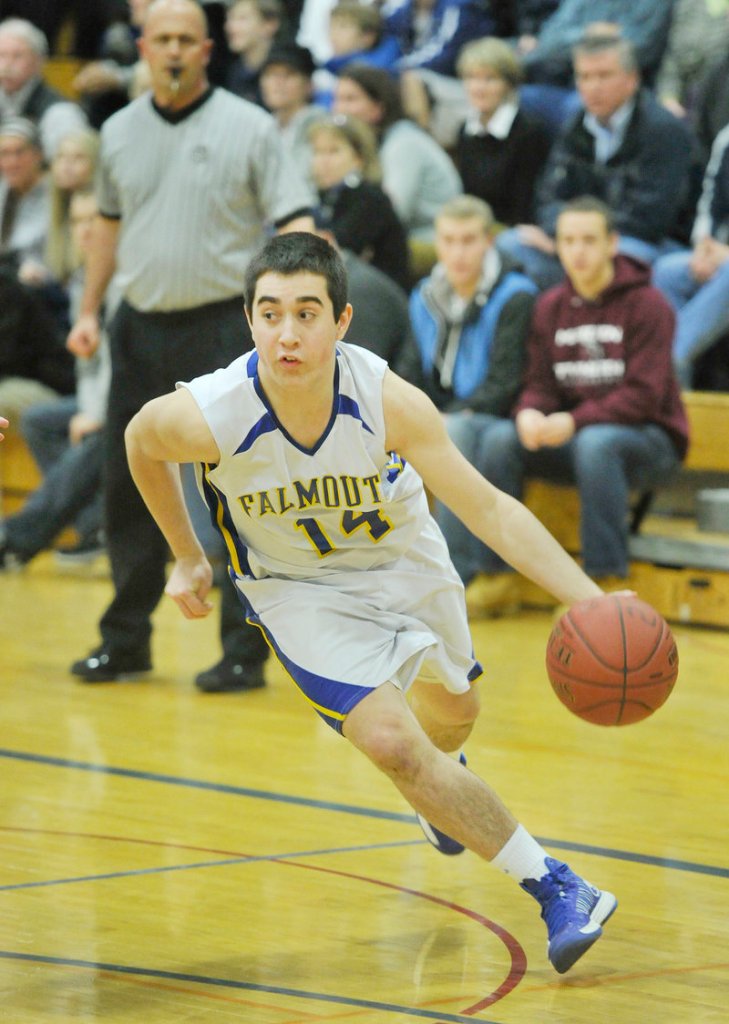 Tom Coyne came off the bench to score nine of his 14 points in the second quarter for Falmouth.