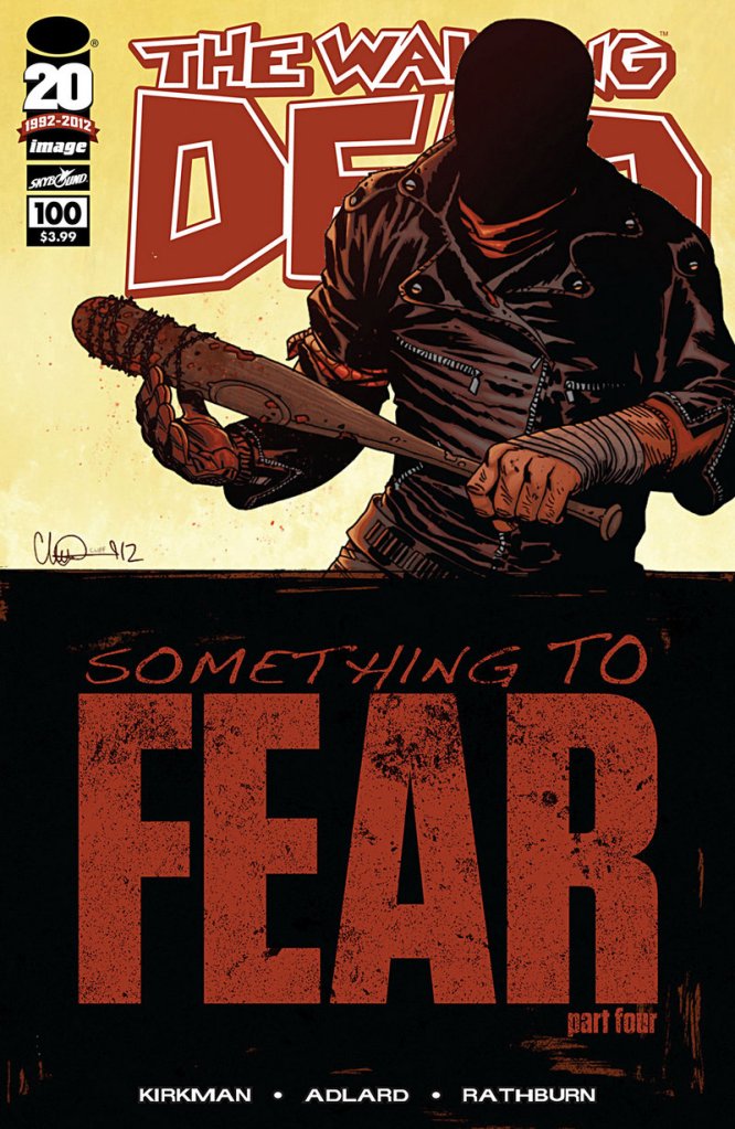 Issue 100 of “The Walking Dead” series, “Something to Fear,” claimed the spot as 2012’s top-selling comic book.