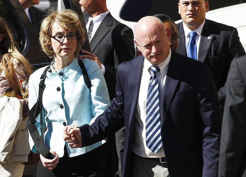 Gabrielle Giffords and her husband, Mark Kelly, launched a political action committee Tuesday aimed at curbing gun violence.