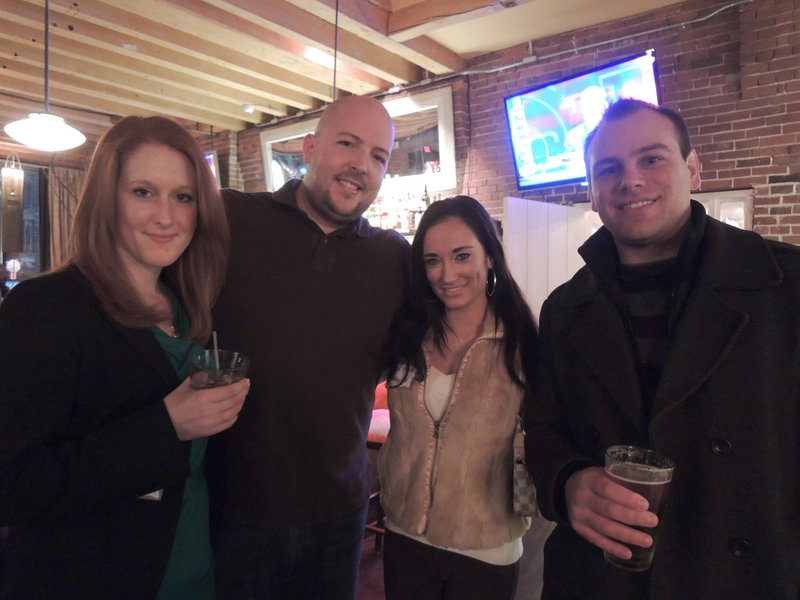 Facebook Maine regulars Gwen Tuttle, a social worker and standup comedian; Nathan O’Leary, owner and CEO of Mainely SEO; Lila Hunt, the newest Mainely SEO employee; and Seth Storey, a web strategist with Ibec Creative attend the mixer held recently at Spread in Portland.