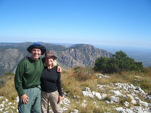 Jeff and Andi Bartlett at Guadalupe Peak, elevation 8,749 feet, in Texas in 2008. The couple scaled many mountains.