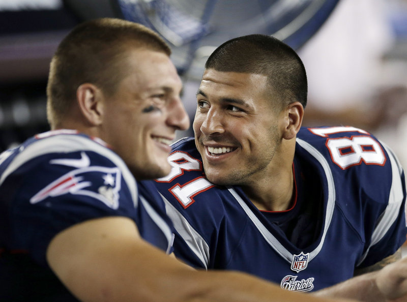 Rob Gronkowski and Aaron Hernandez, two of the NFL’s premier tight ends, played together in only five games this year, because of injuries.