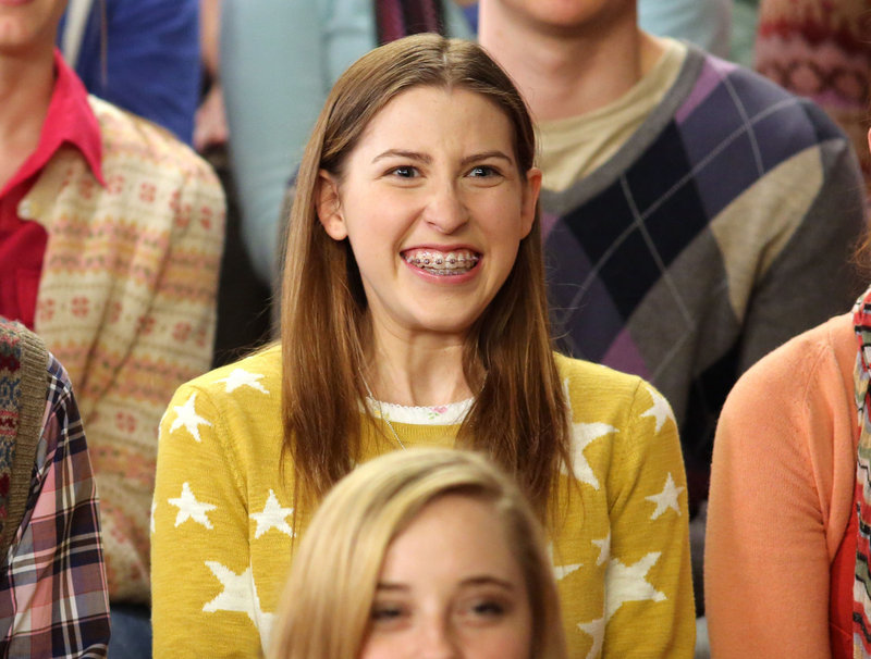 Eden Sher plays Sue Heck in “The Middle.” The braces can be removed, but likely won’t be, at least for now.