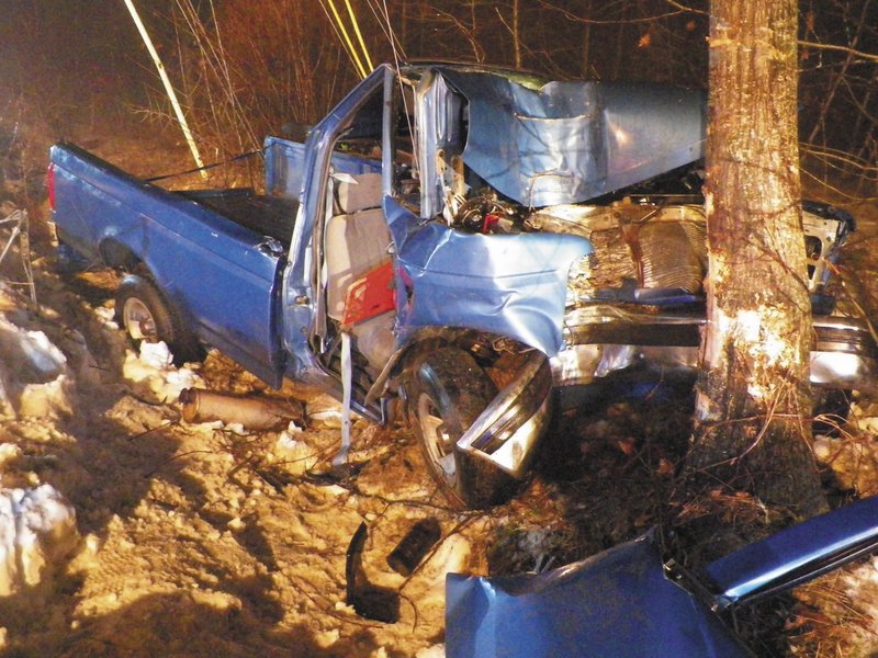 Police said a 17-year-old Wayne boy was driving a 1993 Ford F-150 east on fog-blanketed Lane Road in Readfield when he failed to stop at an intersection and hit a tree head-on.