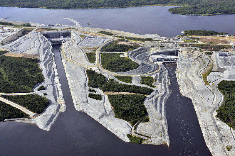 Aerial views show the powerhouses from Hydro-Quebec’s Eastmain-1-A and Eastmain-1 hydroelectric stations near James Bay.