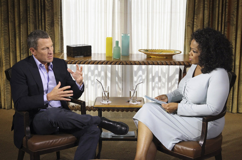 Oprah Winfrey interviews Lance Armstrong on Monday for “Oprah and Lance Armstrong: The Worldwide Exclusive” in Austin, Texas. The two-part TV special will air Thursday and Friday.