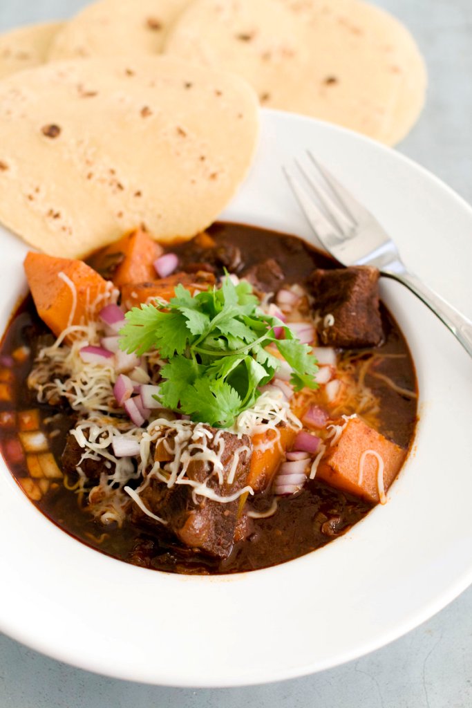 Mexican beef brisket and winter squash chili takes a cut usually known for pot-roasting or barbecue and transforms it into a meaty, chunky chili.