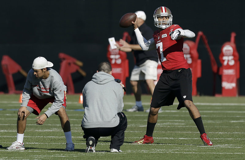 Colin Kaepernick was awarded the quarterback job for the San Francisco 49ers over Alex Smith, who led the team to the NFC final a year ago. It’s been a paying-off choice: Kaepernick has become a running as well as a passing threat.