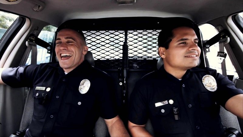 Jake Gyllenhaal and Michael Pena in “End of Watch.”
