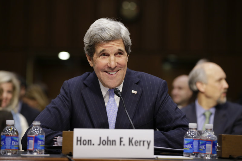 Sen. John Kerry, D-Mass., chairman of the Senate Foreign Relations Committee, is seen Thursday on Capitol Hill in Washington, during a confirmation hearing for his appointment as U.S. secretary of state.